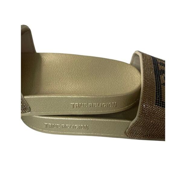 True‎ Religion Womens Rhinestone Jasmin Bling Logo Slides Slip On Sandals Size 9 - Picture 4 of 7